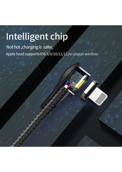 Twitch 90 Derece Manyetik Kablo Mikro USB C Tipi Şarj Kablosu iphone Samsung 3A Hızlı Mıknatıs Şarj Veri Kablosu USB C Kablosu (Yurt Dışından)