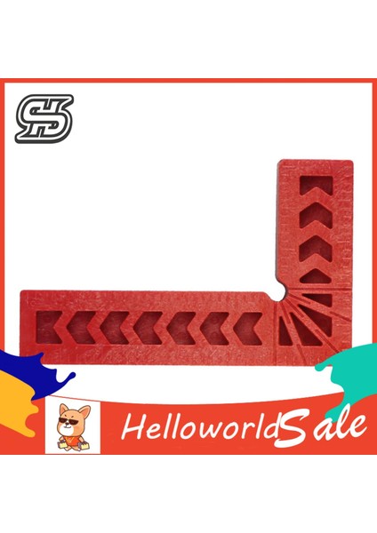 Helloworld L Kare Cetvel Şeffaf Ölçek Yaygın Olarak Kullanılan 90 Derece Köşe Kelepçesi (Yurt Dışından)