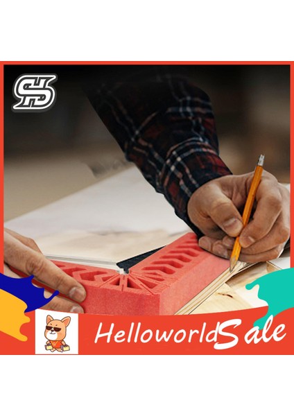 Helloworld L Kare Cetvel Şeffaf Ölçek Yaygın Olarak Kullanılan 90 Derece Köşe Kelepçesi (Yurt Dışından)