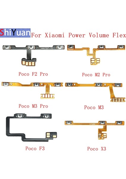 Güç Ses Düğmesi Flex Xiaomi Mi Poco M3 F2 Pro F3 X3 C3 F1 M2 Pro Güç Flex Kablo Yedek Parçaları (Yurt Dışından)