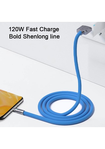120W 6A Süper Hızlı Şarj C Tipi Sıvı Silikon Kablo Hızlı Şarj USB Kablosu Xiaomi Huawei Samsung Piksel USB Kalın Veri Hattı (Yurt Dışından)