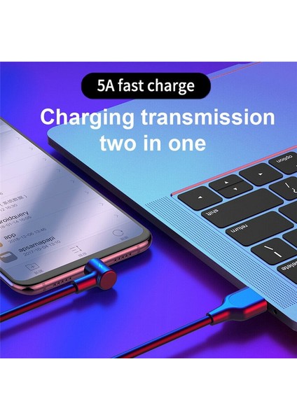USB C Kablosu 5A Hızlı Şarj C Tipi Tel Samsung S20 Xiaomi 11 Huawei P30 Cep Telefonu Qc3.0 Şarj Verileri USB C Tipi Kablo (Yurt Dışından)