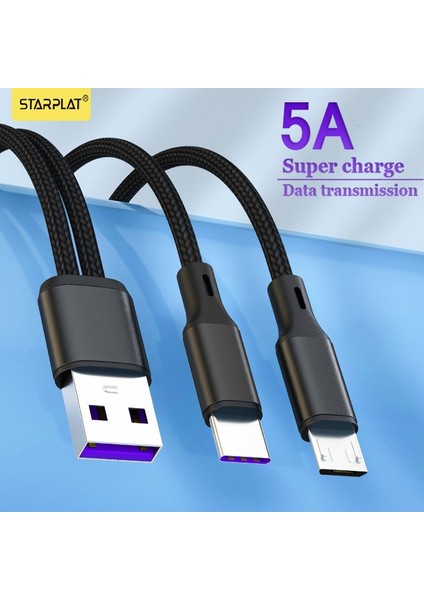 Starplat 2in1 USB C Tipi Kablo 5A Hızlı Şarj Için Huawei Mate 40 P50 Pro Hızlı Şarj 2 In 1 USB Kablosu iPhone 13 12 11 Pro (Yurt Dışından)