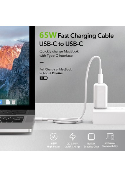 65W USB C USB C Tipi Kablo Pd USB C Kablosu Usb-C 5A Tip-C Kablo iphone 11 12 13 Xiaomi Samsung Macbook iPad USB C Kablosu (Yurt Dışından)