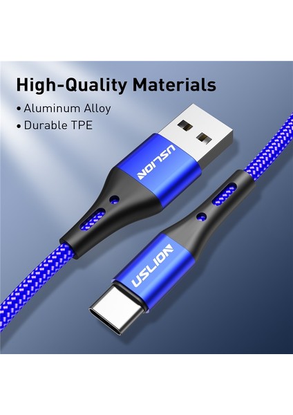 Uslıon 3A 3 M USB C Tipi Kablo Xiaomi Redmi Için Not 10 Hızlı Telefon Şarj Kablosu USB C Kablosu Huawei P40 Mate 30 Tip C Şarj Cihazı (Yurt Dışından)