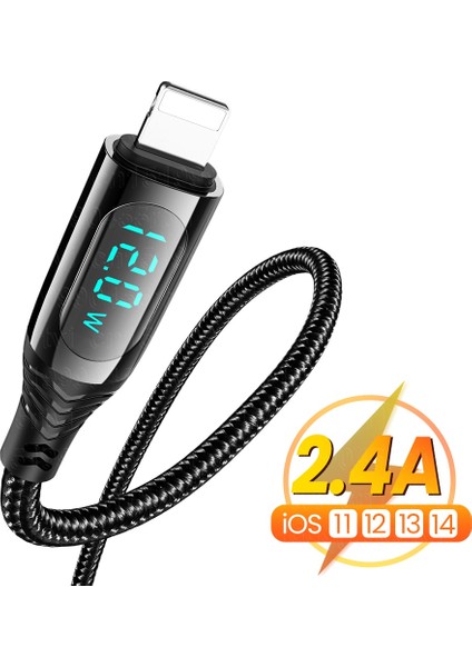 LED Ekran USB Kablosu iPhone Için Hızlı Şarj Şarj Cihazı USB A Aydınlatma Kablosu iPhone 14 13 12 11 Pro Max Xs Xr x Veri Kablosu (Yurt Dışından)