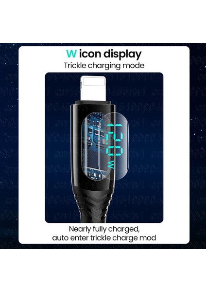 LED Ekran USB Kablosu iPhone Için Hızlı Şarj Şarj Cihazı USB A Aydınlatma Kablosu iPhone 14 13 12 11 Pro Max Xs Xr x Veri Kablosu (Yurt Dışından)