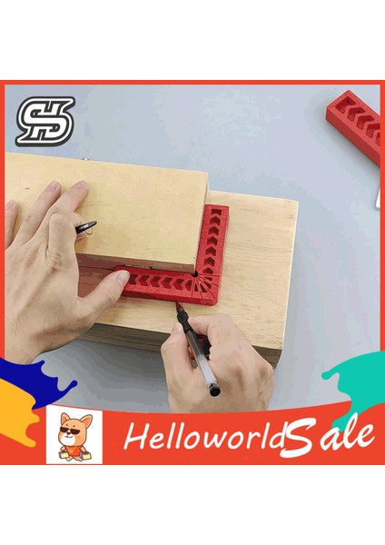 Helloworld L Kare Cetvel Şeffaf Ölçek Yaygın Olarak Kullanılan 90 Derece Köşe Kelepçesi (Yurt Dışından)