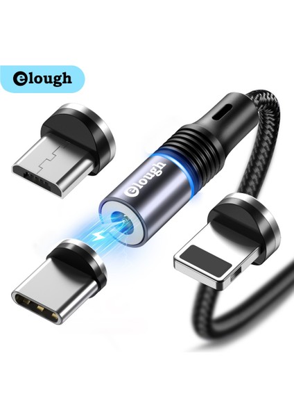 Elough Manyetik Kablo iPhone Samsung Xiaomi Için Mıknatıs Hızlı Şarj USB C Tipi Kablo Manyetik Şarj Cihazı Telefon Kablosu (Yurt Dışından)