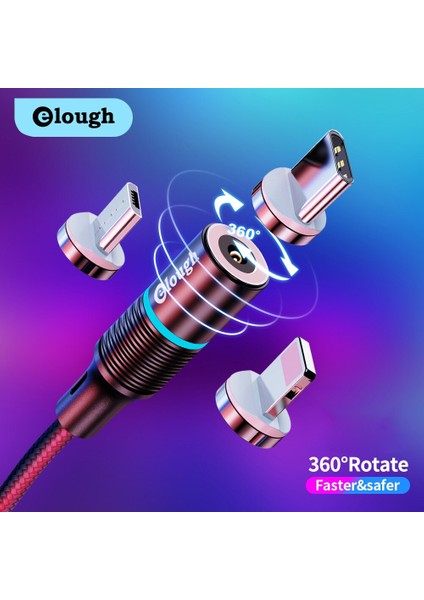 Elough Manyetik Kablo iPhone Samsung Xiaomi Için Mıknatıs Hızlı Şarj USB C Tipi Kablo Manyetik Şarj Cihazı Telefon Kablosu (Yurt Dışından) fiyatları