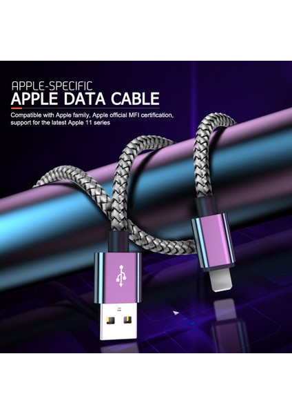 20CM 1m 2m 3m 3A Hızlı Şarj Aleti Kablosu iPhone 11 Pro Xs Max x 8 7 6s 6 Artı 5 iPad Hızlı Şarj Orijinal Uzun Tel Veri Kablosu (Yurt Dışından)