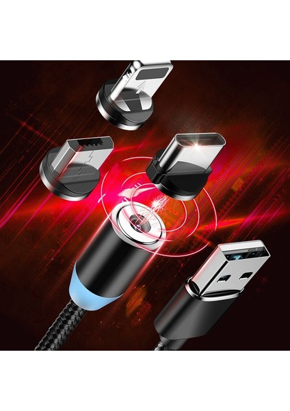 Manyetik Şarj Kablosu C Tipi Manyetik Kablo Samsung Xiaomi Cep Telefonu Şarj Cihazı Mikro USB Mıknatıs Kablosu Iphone 2.4A (Yurt Dışından)
