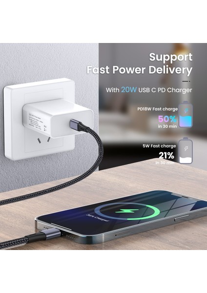 Pd 20W Hızlı Şarj USB C Kablosu iPhone Tip-C'den 8pin Veri Kablosu Tel Naylon Örgülü Kablo iPhone 14 13 12 11 Pro Max 1/2 M (Yurt Dışından) modelleri
