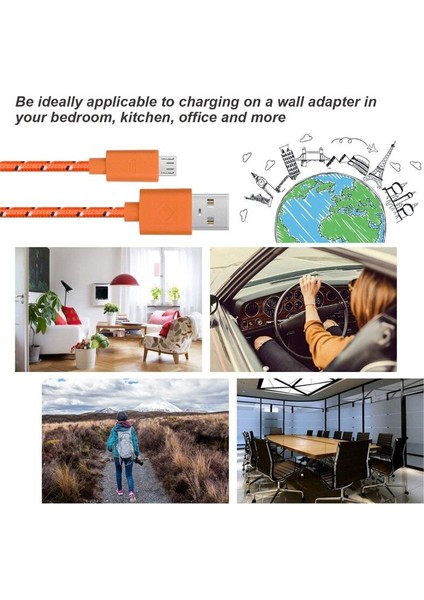 0.5/1 M/2 M/3 M Mikro USB Kablosu 3A Örgülü Data Sync USB Şarj Aleti Kablosu Samsung S7 Htc Lg Huawei Xiaomi Android Telefon Kabloları (Yurt Dışından)