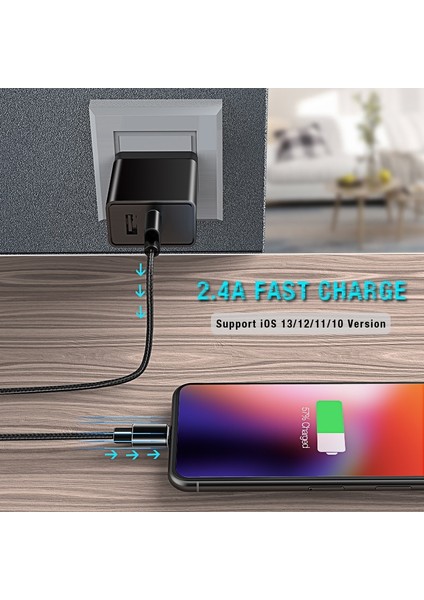 Suntaiho USB Kablosu Şarj Cihazı iPhone 13 12 Pro Max 11 Xr Xs x 8 7 6s iPad Için Hızlı Şarj USB Veri Kablolu Telefon Şarj Aleti Kablosu (Yurt Dışından) modelleri