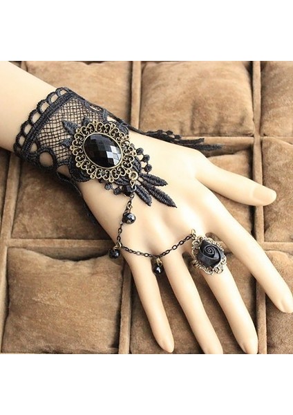 Boho Takı Setleri Kadınlar Vintage Gotik Küpe Setleri Cadılar Bayramı Kadınlar Takı Seti Dantel Gerdanlık Kolye Yüzük Bileklik Setleri (Yurt Dışından) modelleri