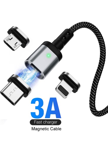 Suntaiho 3A Manyetik Kablo Mikro USB Tip C Manyetik Şarj Kablosu Manyetik Şarj Cihazı iPhone Samsung Xiaomi Veri Kablosu Kablosu (Yurt Dışından)
