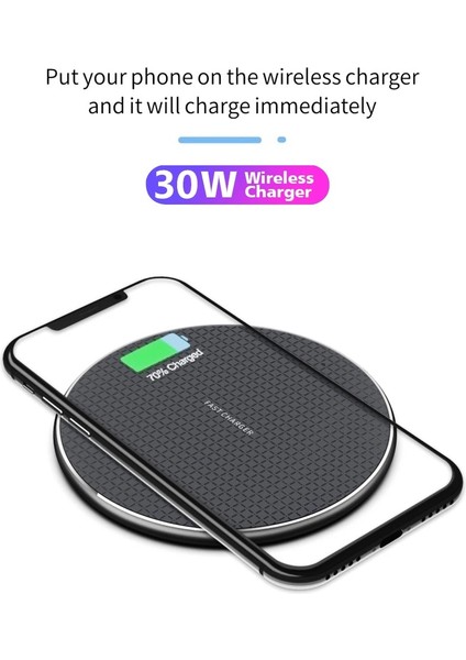30W Hızlı Kablosuz Şarj Cihazı iPhone 12 11 Pro Max Xs x Xr 8 Qi Hızlı Şarj Pedi Samsung S9 S10 Xiaomi Mi 10 Hızlı Şarj Cihazı (Yurt Dışından) fiyatları