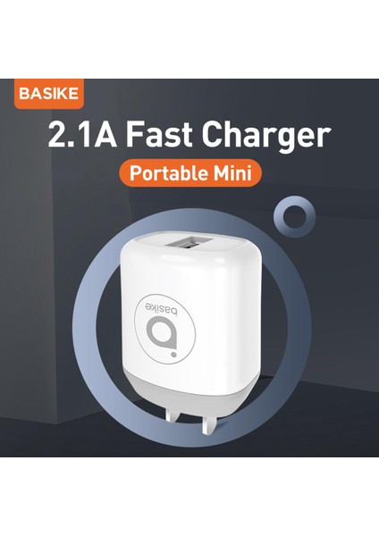 BASIKE-AT21P Hızlı Şarj Cihazı 2.1A Hızlı Şarj Seyahat Taşınabilir Mini Adaptör (Yurt Dışından)