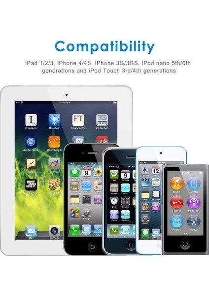 Adet 3.2 Feet 1m Beyaz Renkli USB Senkronizasyon ve Şarj Kablosu Apple IPhone 4/4s, IPhone 3g/3gs, iPad 1/2/3, Ipod Için (Yurt Dışından)