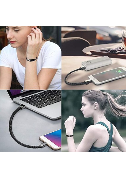 Ilepo Bilezik USB Şarj Kablosu Açık Taşınabilir Deri Mini Mikro USB C Şarj Veri Kablosu iPhone Samsung Huaweı Xiaomi (Yurt Dışından)