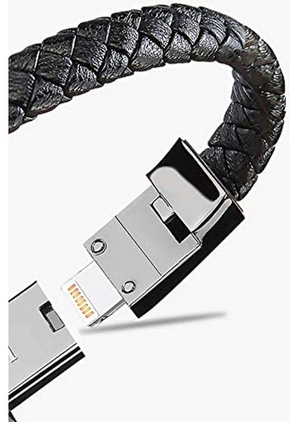 Ilepo Bilezik USB Şarj Kablosu Açık Taşınabilir Deri Mini Mikro USB C Şarj Veri Kablosu iPhone Samsung Huaweı Xiaomi (Yurt Dışından)