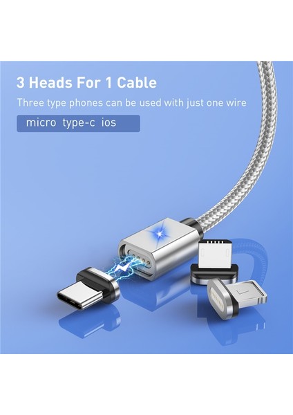 Uslıon Manyetik USB Kablosu Mikro Tip C Telefon Kablosu iPhone 14 x Samsung Xiaomi USB Hızlı Şarj Kablosu Kablosu Mıknatıslı Veri Kablosu (Yurt Dışından) fiyatları