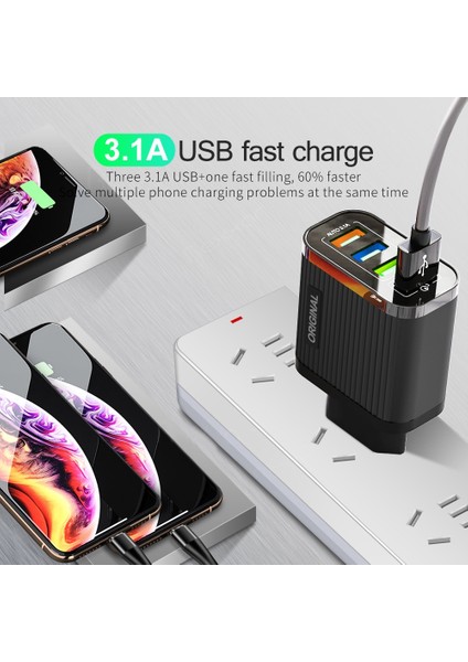 4 Port 20W USB Şarj Aleti Duvar Adaptörü Hızlı Şarj Cihazı Telefon Şarjı Için iphone Samsung Xiaomi Tablet Hızlı Mobil Şarj Cihazı Qc3.0 (Yurt Dışından) modelleri