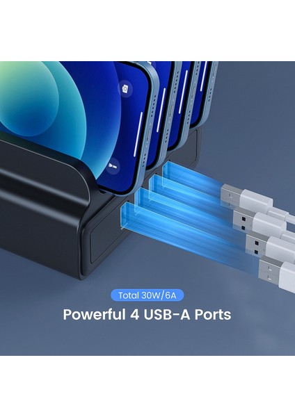 Orıco 4 Port USB Şarj Cihazı Şarj Istasyonu 30W Max Telefon Cep Telefonu Kulakiçi Tablet Için Telefon Standı ile (Yurt Dışından) modelleri