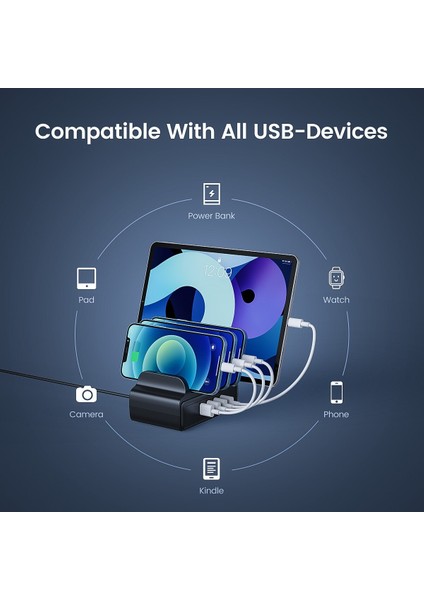 Orıco 4 Port USB Şarj Cihazı Şarj Istasyonu 30W Max Telefon Cep Telefonu Kulakiçi Tablet Için Telefon Standı ile (Yurt Dışından) indirimleri