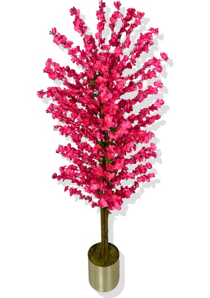 Fuşya Bahar Dalı 180 cm Yapay Ağaç 30X30 Metal Saksı