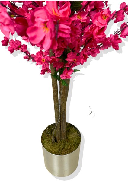 Fuşya Bahar Dalı 180 cm Yapay Ağaç 30X30 Metal Saksı
