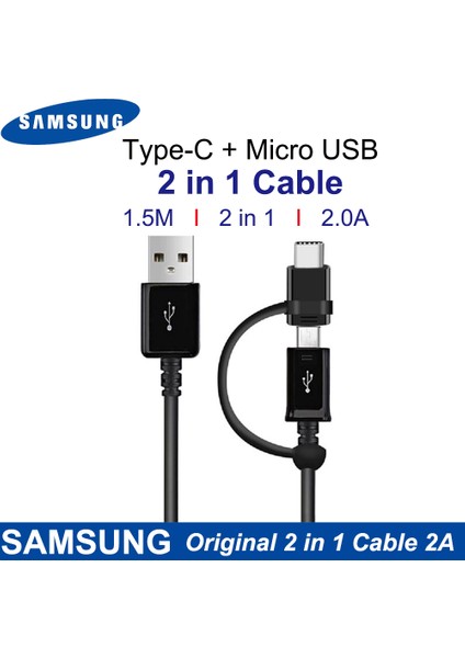 Samsung Orijinal 2'si 1 Arada Mikro USB Kablosu Tip C Hızlı Şarj Cihazı Note8 Note9 S8 S8 Artı S9 S9 Artı C5C7C9 Pro S6 S7EDGE Note5 Kablo (Yurt Dışından) fiyatları