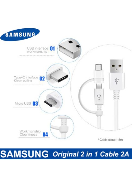 Samsung Orijinal 2'si 1 Arada Mikro USB Kablosu Tip C Hızlı Şarj Cihazı Note8 Note9 S8 S8 Artı S9 S9 Artı C5C7C9 Pro S6 S7EDGE Note5 Kablo (Yurt Dışından) fırsatları