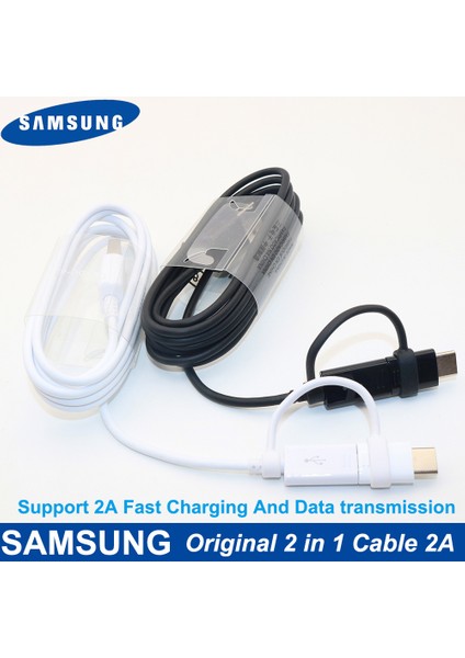 Samsung Orijinal 2'si 1 Arada Mikro USB Kablosu Tip C Hızlı Şarj Cihazı Note8 Note9 S8 S8 Artı S9 S9 Artı C5C7C9 Pro S6 S7EDGE Note5 Kablo (Yurt Dışından) indirimleri