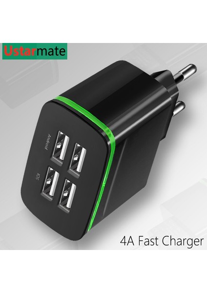 Cep Telefonu Şarj Cihazı 4 USB Hızlı Şarj Seyahat Şarj Adaptörü iPhone Samsung Android Tip-C Mikro Kablo Çift USB Şarj Cihazları (Yurt Dışından)