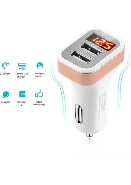 Çift Bağlantı Noktalı USB Adaptörü Araç Şarj Cihazı iPhone iPad Samsung Xiaomi Telefon Için Çift USB Şarj Kablosu Araç Şarj Cihazı Dijital Ekran (Yurt Dışından) fırsatları