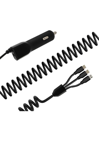 Hızlı Araç Şarj Cihazı 3 In 1 Splitter USB Şarj Aleti Kablosu iPhone Mikro USB Android Telefonlar Tip-C Teleskopik Araç Şarj Adaptörü (Yurt Dışından) fiyatları