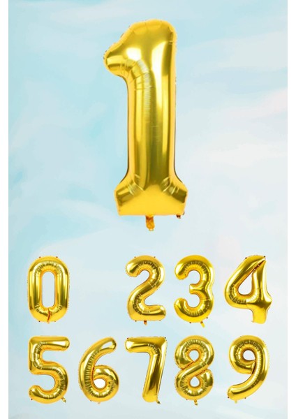 Gold Rakam Folyo Balon Büyük Boy Gold Sayı Balonlar 100CM 40INÇ 1