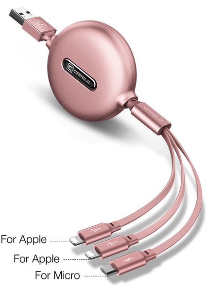 Cafele 3in1 USB C Tipi Mikro USB Kablosu Tip-C iPhone Şarj Kablosu 120 cm 3A Hızlı Şarj USB C Kablosu Dayanıklılık ile (Yurt Dışından) fiyatları