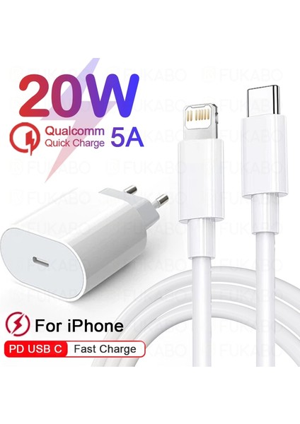 Pd 20W Orijinal Şarj Cihazı iPhone 13 11 12 14 Pro Max Mini Hızlı Şarj Cihazları 14 Artı Xr Xs Tip-C Ios USB C Hızlı Şarj Kablosu (Yurt Dışından)
