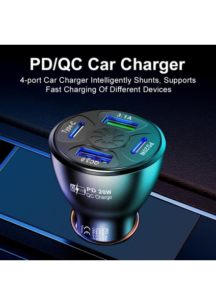 Qc3.0 Hızlı Şarj Cihazı Tak ve Çalıştır Hızlı Şarj 4 Port USB Tip-C Araç Şarj Soketi Araba Aksesuarları (Yurt Dışından) fiyatları