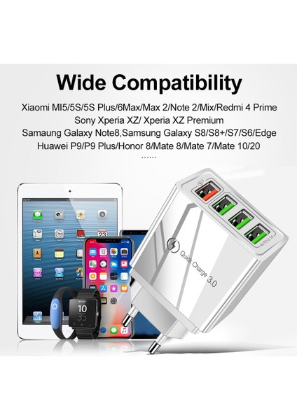 Hızlı Şarj 3.0 USB Şarj Aleti iPhone Xr x 7 8 Huawei P20 Tablet Qc 3.0 Hızlı Duvar Şarj Cihazı Ab Tak Adaptörü Samsung A50 A30 (Yurt Dışından) indirimleri