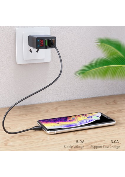 USB Dijital Şarj Cihazı Dijital Ekran Hızlı Şarj Edilen Duvar Telefonu (Yurt Dışından) indirimleri