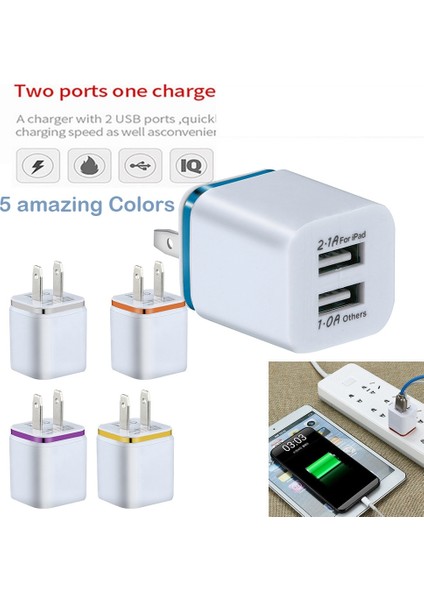 USB Şarj Adaptörü 5 V / 2A Çift USB Şarj Cihazı iPhone Xs Için Hızlı Şarj Max Duvar Adaptörü Abd Tak Şarj Kablosu Повербанк (Yurt Dışından)