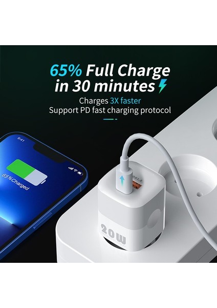 Kuulaa USB C Şarj Cihazı 20 W Gan Pd Qc 3.0 Tip C USB Şarj Cihazı Hızlı Şarj iPhone 14 13 12 11 Pro Max 7 8 Samsung iPad Air (Yurt Dışından) modelleri
