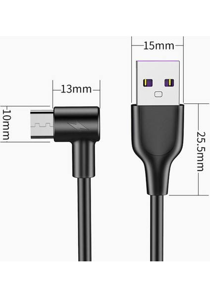 1 M USB 5A Süper Hızlı Şarj Tipi C 90 Derece Hızlı Şarj USB Kablosu Tip-C Veri Kablosu Şarj Cihazı Usb-C Samsung S8 S9 Not 9 8 Xiaomi Mi8 Mi6 (Yurt Dışından)