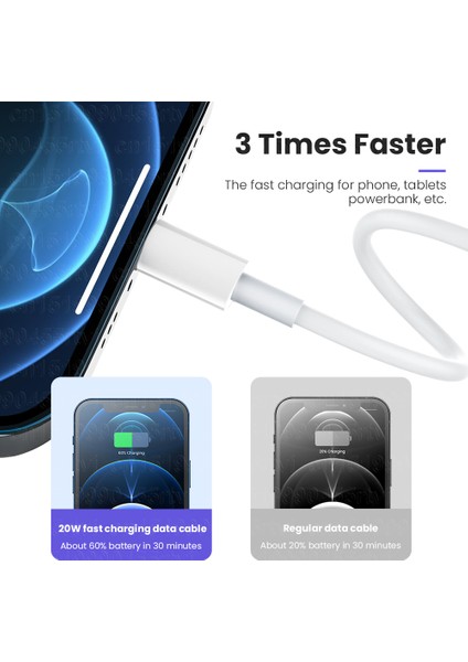 Pd 20W USB C Kablosu iPhone Tip C 8 Pinli Telefon Şarj Kablosu Tpe Hızlı 2.4A Hızlı Şarj Kablosu iPhone 14 13 12 Pro Max (Yurt Dışından) indirimleri