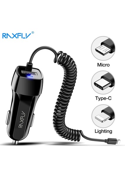 Raxfly Araba Şarjı Araba USB Hızlı Şarj Cihazı 3.0 Xiaomi Araç Şarj Cihazı Cep Telefonu Için Mikro Tip C Hızlı Kablo iPhone Şarj Cihazları Için (Yurt Dışından)