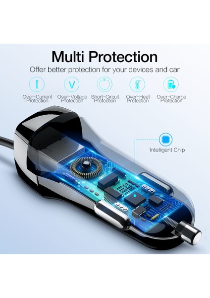 Raxfly Araba Şarjı Araba USB Hızlı Şarj Cihazı 3.0 Xiaomi Araç Şarj Cihazı Cep Telefonu Için Mikro Tip C Hızlı Kablo iPhone Şarj Cihazları Için (Yurt Dışından) modelleri